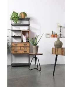 Drawer Étagères Etagère Effet Bois Et Métal -Vaisseliers Soldes Magasin etagere effet bois et metal 2