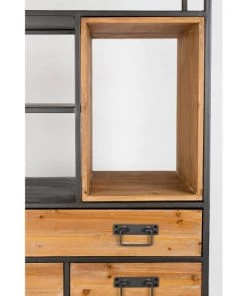 Drawer Étagères Etagère Effet Bois Et Métal -Vaisseliers Soldes Magasin etagere effet bois et metal 5