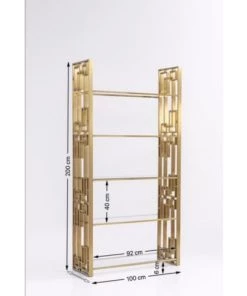 Kare Design Étagères Etagère En Acier Doré Et Verre 200x100 -Vaisseliers Soldes Magasin etagere en acier dore et verre 200x100 5