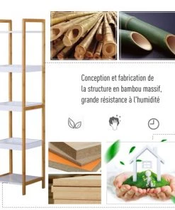 Homcom Étagères Etagère En Bambou Paniers Avec étagères -Vaisseliers Soldes Magasin etagere en bambou paniers avec etageres 4