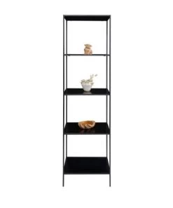 House Nordic Étagères Etagère En Bois Et Métal 51x170cm Noir -Vaisseliers Soldes Magasin etagere en bois et metal 51x170cm noir 4