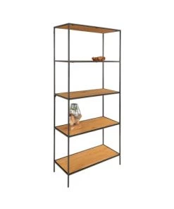 House Nordic Étagères Etagère En Bois Et Métal 80x170cm Bois Clair Et Noir -Vaisseliers Soldes Magasin etagere en bois et metal 80x170cm bois clair et noir 2
