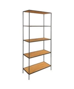 House Nordic Étagères Etagère En Bois Et Métal 80x170cm Bois Clair Et Noir -Vaisseliers Soldes Magasin etagere en bois et metal 80x170cm bois clair et noir 3