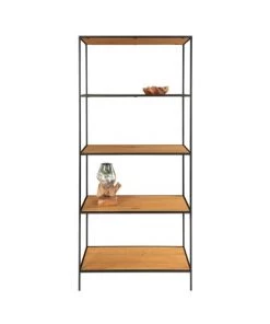 House Nordic Étagères Etagère En Bois Et Métal 80x170cm Bois Clair Et Noir -Vaisseliers Soldes Magasin etagere en bois et metal 80x170cm bois clair et noir 4