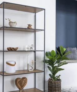 House Nordic Étagères Etagère En Bois Et Métal 80x170cm Bois Clair Et Noir -Vaisseliers Soldes Magasin etagere en bois et metal 80x170cm bois clair et noir 5