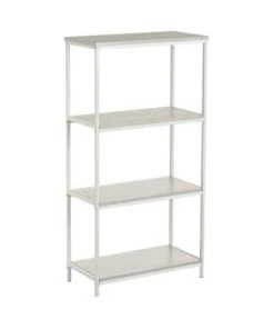 Wadiga Étagères Étagère En Bois Et Métal Blanc 4 Plateaux - 60x30x116cm