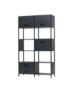 Bepurehome Étagères Etagère En Bois Et Métal Noir -Vaisseliers Soldes Magasin etagere en bois et metal noir 2