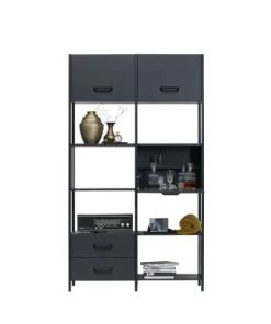 Bepurehome Étagères Etagère En Bois Et Métal Noir -Vaisseliers Soldes Magasin etagere en bois et metal noir 4