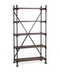 MOYCOR Étagères Étagère En Bois Marron Et Fer Noir