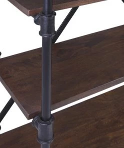 MOYCOR Étagères Étagère En Bois Marron Et Fer Noir -Vaisseliers Soldes Magasin etagere en bois marron et fer noir 4