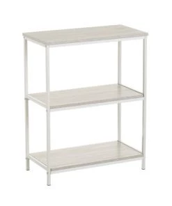 Wadiga Étagères Étagère En Bois MDF Et Métal Blanc 3 Plateaux 60x30x76cm