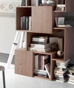 Angel Cerda Étagères Étagère En Bois Plaqué Noyer Trois Portes -Vaisseliers Soldes Magasin etagere en bois plaque noyer trois portes 2