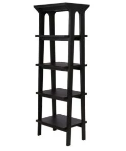 Zago Étagères Étagère En Chêne Massif Noir 4 Rayons 180 Cm -Vaisseliers Soldes Magasin etagere en chene massif noir 4 rayons 180 cm 2