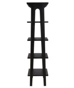Zago Étagères Étagère En Chêne Massif Noir 4 Rayons 180 Cm -Vaisseliers Soldes Magasin etagere en chene massif noir 4 rayons 180 cm 3