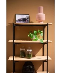 Zago Étagères Etagère En Chêne Naturel Vernis Et Métal Noir -Vaisseliers Soldes Magasin etagere en chene naturel vernis et metal noir 2