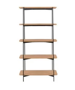 Zago Étagères Etagère En Chêne Naturel Vernis Et Métal Noir