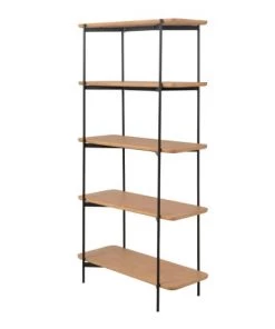 Zago Étagères Etagère En Chêne Naturel Vernis Et Métal Noir -Vaisseliers Soldes Magasin etagere en chene naturel vernis et metal noir 3