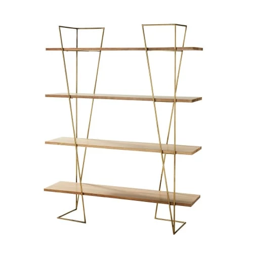 Maisons Du Monde Étagères Étagère En Laiton Et Manguier Massif 2 Maisons Du Monde Étagères Étagère En Laiton Et Manguier Massif – Image 2