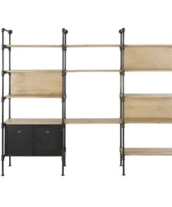 Maisons Du Monde Étagères Etagère En Manguier Massif Et Métal Gris Finition Patinée Et Vieillie