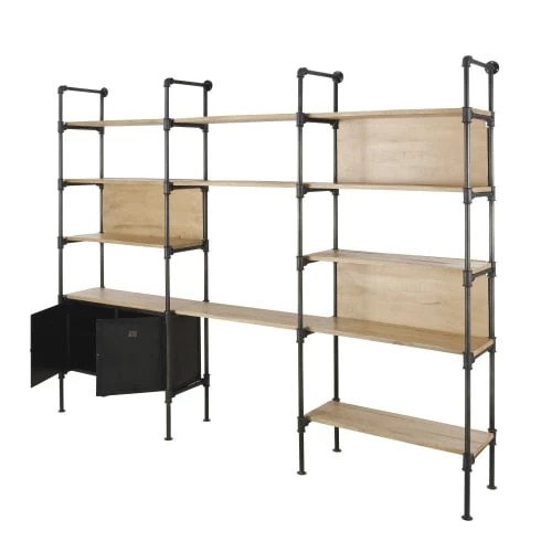 Maisons Du Monde Étagères Etagère En Manguier Massif Et Métal Gris Finition Patinée Et Vieillie 2 Maisons Du Monde Étagères Etagère En Manguier Massif Et Métal Gris Finition Patinée Et Vieillie – Image 2