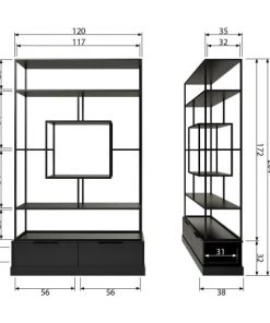 Woood Étagères Étagère En Métal 204x126cm Noir -Vaisseliers Soldes Magasin etagere en metal 204x126cm noir 5