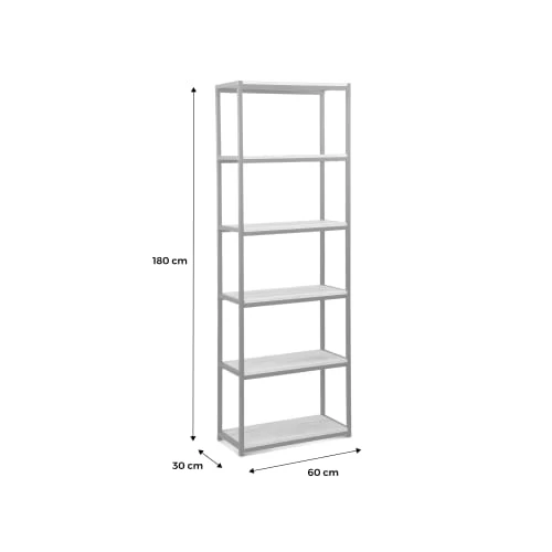 Alice's Garden Étagères Étagère En Métal Blanc Mat Et Décor Bois, 6 Niveaux 6 Alice's Garden Étagères Étagère En Métal Blanc Mat Et Décor Bois, 6 Niveaux – Image 6