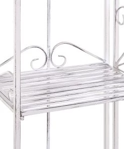 Beliani Étagères Étagère En Métal Blanc Pour Salle De Bains -Vaisseliers Soldes Magasin etagere en metal blanc pour salle de bains 4