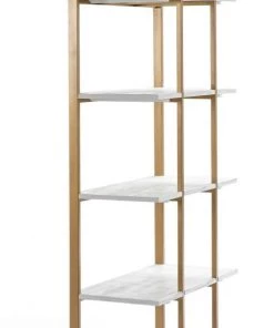 Thai Natura Étagères Etagère En Métal Et Bois Couleur Blanc Et Doré H200cm -Vaisseliers Soldes Magasin etagere en metal et bois couleur blanc et dore h200cm 2
