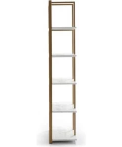Thai Natura Étagères Etagère En Métal Et Bois Couleur Blanc Et Doré H200cm -Vaisseliers Soldes Magasin etagere en metal et bois couleur blanc et dore h200cm 3