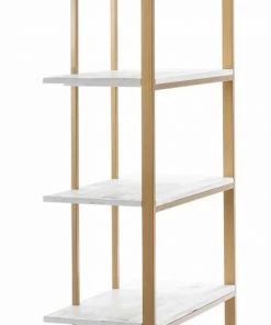 Thai Natura Étagères Etagère En Métal Et Bois Couleur Blanc Et Doré H200cm -Vaisseliers Soldes Magasin etagere en metal et bois couleur blanc et dore h200cm 5