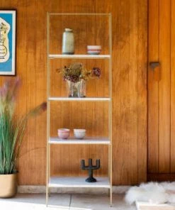 PIB Étagères Etagère En Métal Et Marbre Blanc -Vaisseliers Soldes Magasin etagere en metal et marbre blanc 2