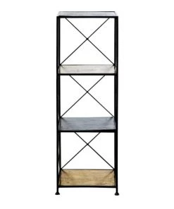 Maisons Du Monde Étagères Etagère En Métal Gris Mat Et Doré Effet Vieilli