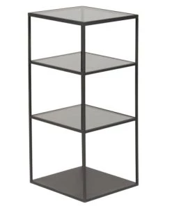Zago Étagères Etagère En Métal Noir Avec 3 étagère En Verre Trempé