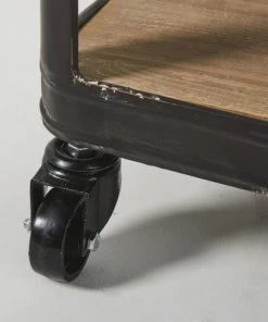 Maisons Du Monde Étagères Etagère En Sapin Et Métal Noir à Roulettes -Vaisseliers Soldes Magasin etagere en sapin et metal noir a roulettes 1000 0 34 191012 4