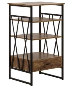 Beliani Étagères Étagère Imitation Bois Foncé Avec Tiroir