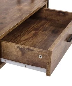 Beliani Étagères Étagère Imitation Bois Foncé Avec Tiroir -Vaisseliers Soldes Magasin etagere imitation bois fonce avec tiroir 4