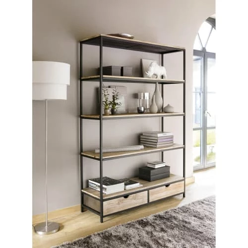 Maisons Du Monde Étagères Étagère Indus 2 Tiroirs En Sapin Massif Et Métal 4 Maisons Du Monde Étagères Étagère Indus 2 Tiroirs En Sapin Massif Et Métal – Image 4