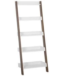 Beliani Étagères Étagère Marron Foncé Blanche