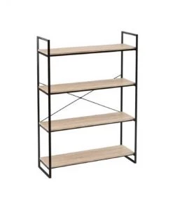 Wadiga Étagères Étagère Métal Noir Et Bois 4 étages