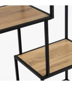 Wadiga Étagères Étagère Métal Noir Et Bois 4 Plateaux H114cm -Vaisseliers Soldes Magasin etagere metal noir et bois 4 plateaux h114cm 2