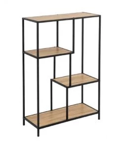 Wadiga Étagères Étagère Métal Noir Et Bois 4 Plateaux H114cm