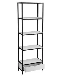 Vaisseliers Soldes Magasin -Vaisseliers Soldes Magasin etagere metal noir et bois blanc 1 tiroir h180cm 1