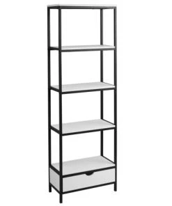 Wadiga Étagères Étagère Métal Noir Et Bois Blanc 1 Tiroir H180cm