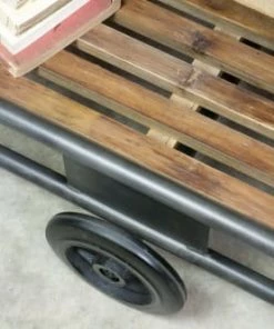 PIB Étagères Etagère Mobile En Métal Gris Et Bois Marron -Vaisseliers Soldes Magasin etagere mobile en metal gris et bois marron 4