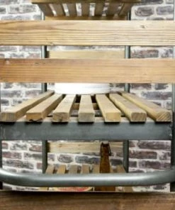 PIB Étagères Etagère Mobile En Métal Gris Et Bois Marron -Vaisseliers Soldes Magasin etagere mobile en metal gris et bois marron 5