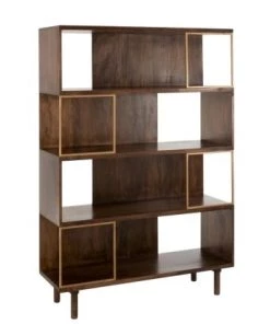 Meubles & Design Étagères Etagère Moderne En Bois Et Métal Doré