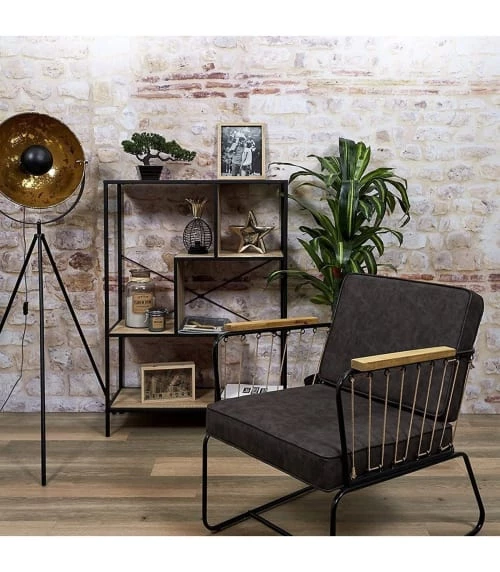 The Home Deco Factory Étagères Étagère Multi-compartiments Décor Effet Bois Naturel Et Noir H113cm 2 The Home Deco Factory Étagères Étagère Multi-compartiments Décor Effet Bois Naturel Et Noir H113cm – Image 2