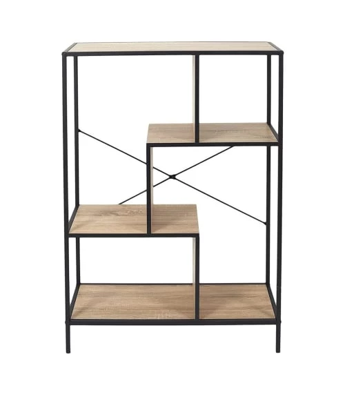 The Home Deco Factory Étagères Étagère Multi-compartiments Décor Effet Bois Naturel Et Noir H113cm 3 The Home Deco Factory Étagères Étagère Multi-compartiments Décor Effet Bois Naturel Et Noir H113cm – Image 3
