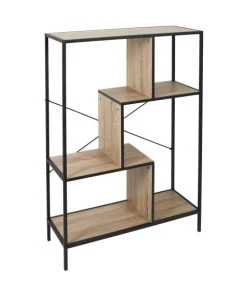 The Home Deco Factory Étagères Étagère Multi-compartiments Décor Effet Bois Naturel Et Noir H113cm