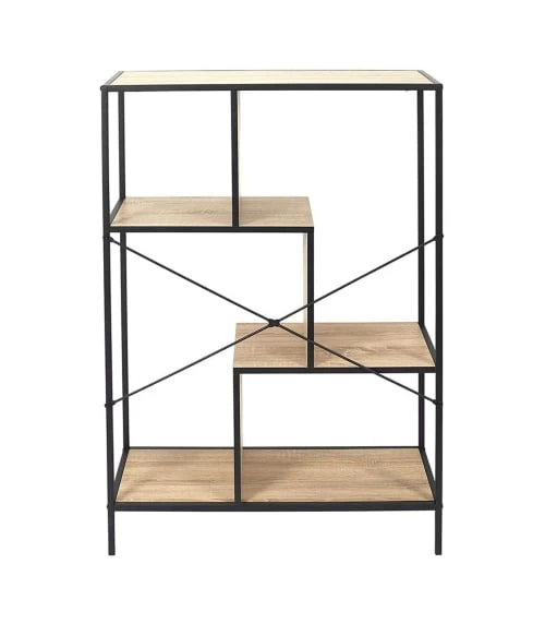 The Home Deco Factory Étagères Étagère Multi-compartiments Décor Effet Bois Naturel Et Noir H113cm 5 The Home Deco Factory Étagères Étagère Multi-compartiments Décor Effet Bois Naturel Et Noir H113cm – Image 5